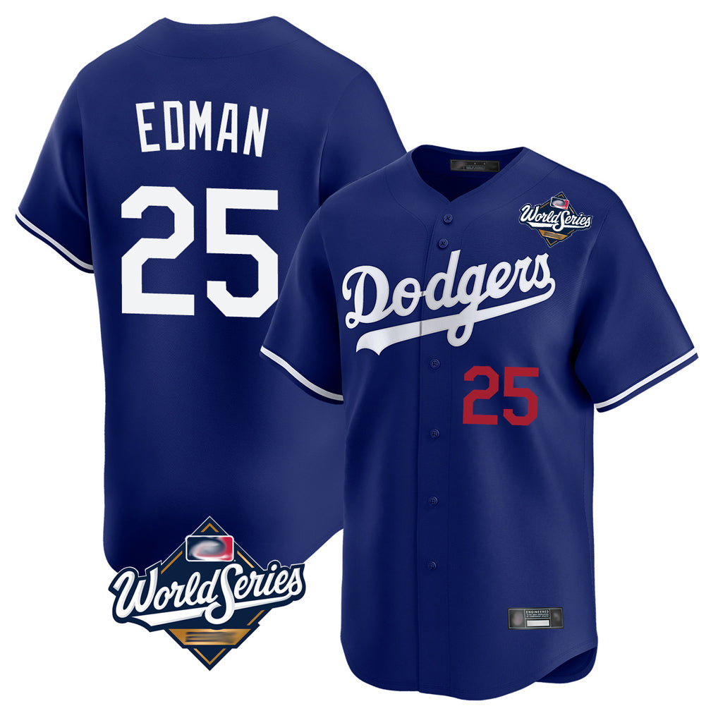 Kdoa LA.Dodgers #25 Tommy Edman Player Royal World Series Limited Home Stitched Jerseys