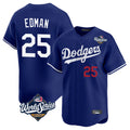 Kdoa LA.Dodgers #25 Tommy Edman Player Royal World Series Limited Home Stitched Jerseys