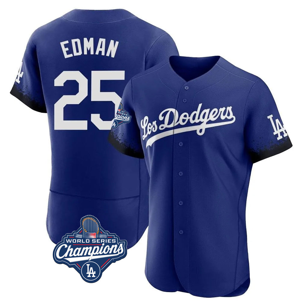 Kdoa LA.Dodgers #25 Tommy Edman Player Royal World Series Meet City Connect Elite Home Stitched Jerseys