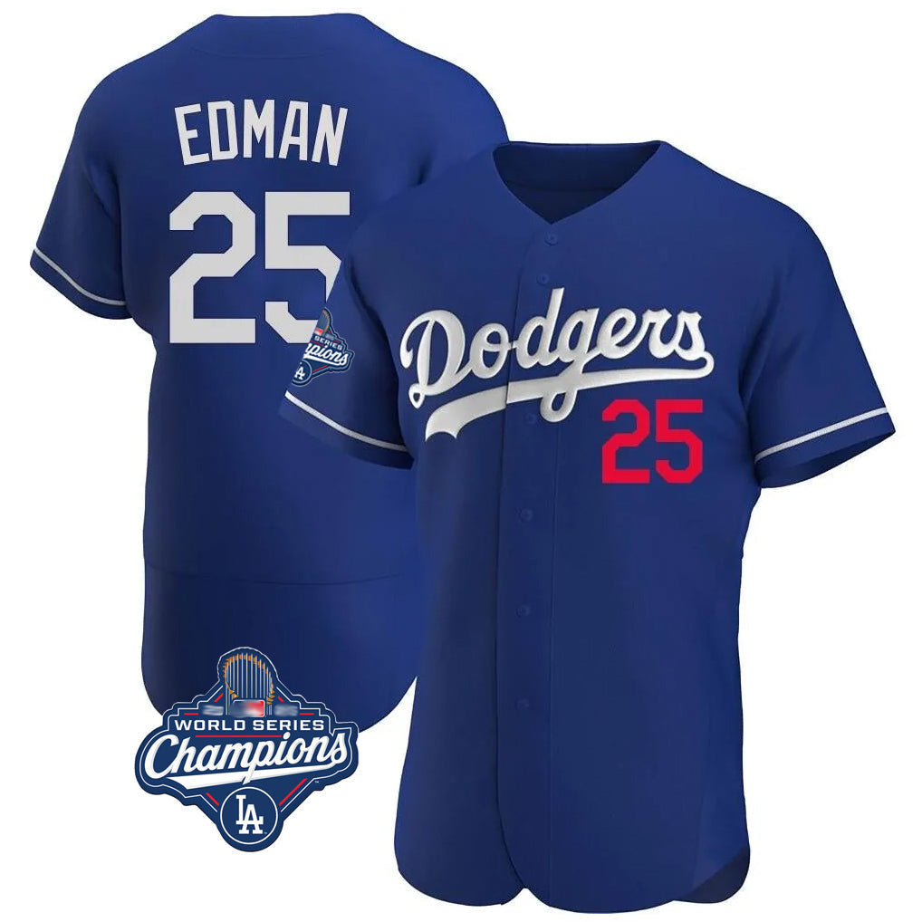 Kdoa LA.Dodgers #25 Tommy Edman Player Royal World Series Meet Limited Elite Home Stitched Jerseys