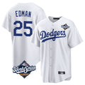 Kdoa LA.Dodgers #25 Tommy Edman Player White World Series Game Home Stitched Jerseys