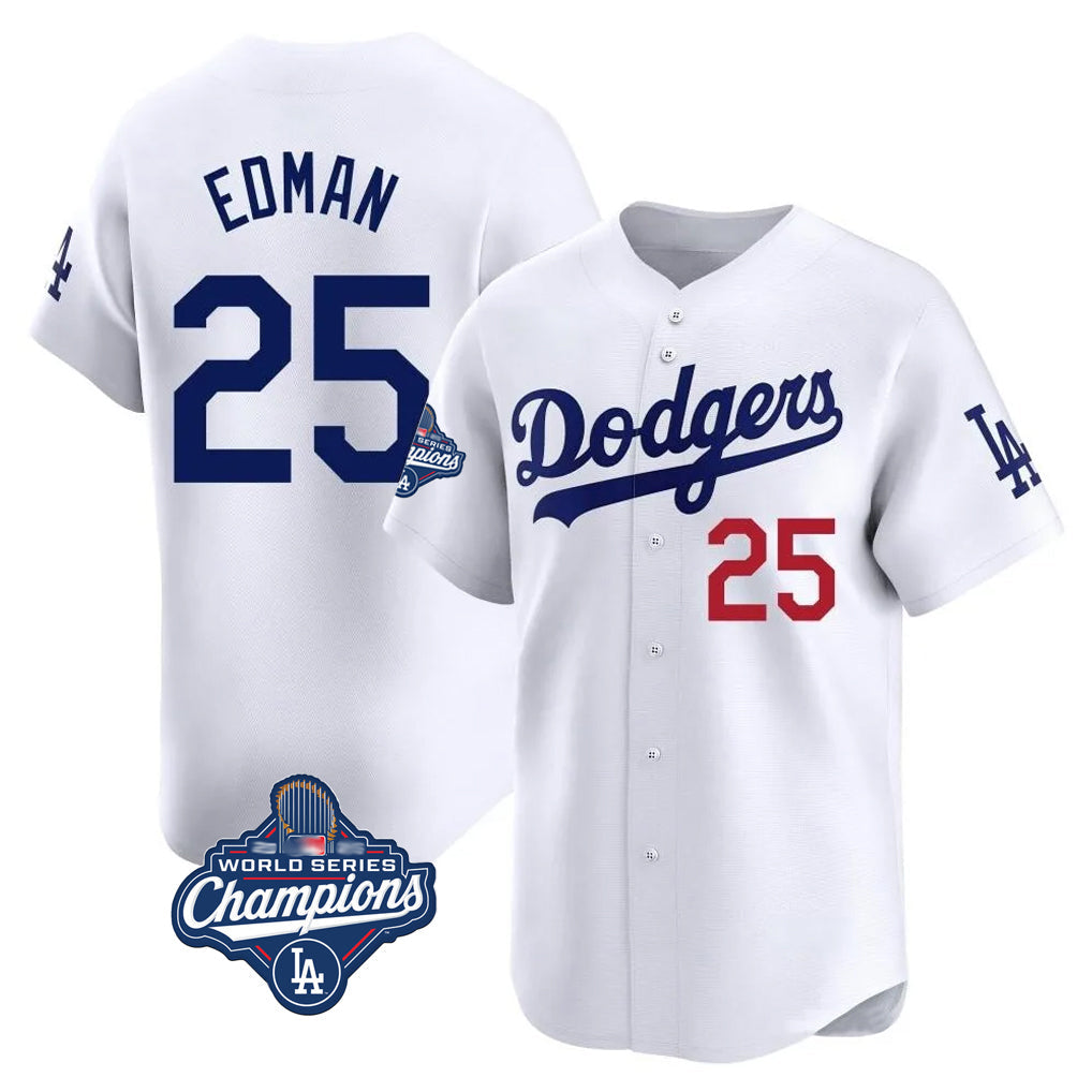 Kdoa LA.Dodgers #25 Tommy Edman Player White World Series Meet Limited Home Stitched Jerseys