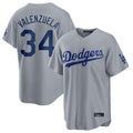 Kdoa LA.Dodgers #34 Fernando Valenzuela Player Gray Game Stitched Jerseys
