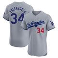 Kdoa LA.Dodgers #34 Fernando Valenzuela Player Gray Limited Elite Home Stitched Jerseys