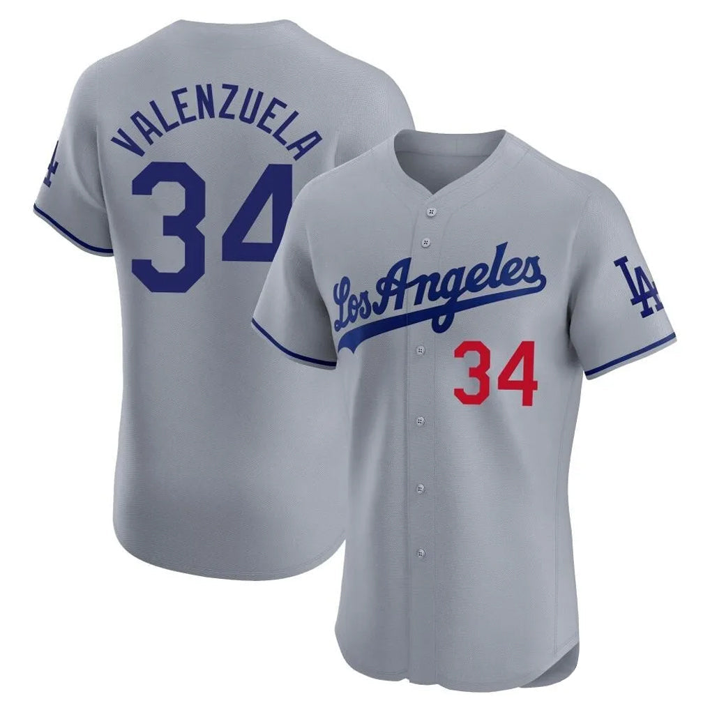 Kdoa LA.Dodgers #34 Fernando Valenzuela Player Gray Limited Elite Home Stitched Jerseys