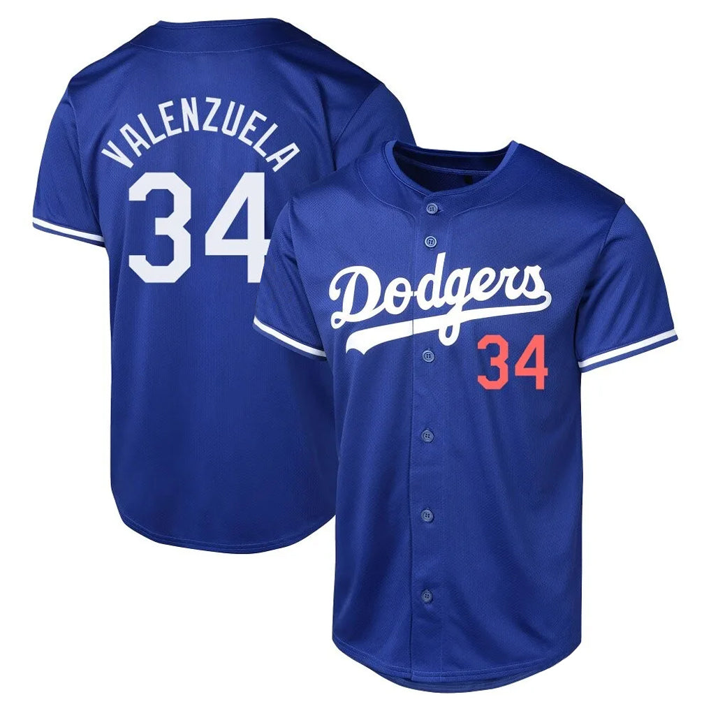 Kdoa LA.Dodgers #34 Fernando Valenzuela Player Royal Limited World Series Stitched Jerseys