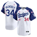 Kdoa LA.Dodgers #34 Fernando Valenzuela Player White-Royal Tokyo Series Vapor Premier Limited Stitched Jerseys