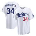 Kdoa LA.Dodgers #34 Fernando Valenzuela Player White Home Game Stitched Jerseys