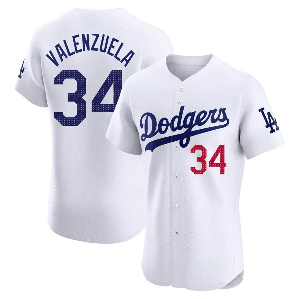 Kdoa LA.Dodgers #34 Fernando Valenzuela Player White Limited Elite Home Stitched Jerseys
