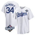 Kdoa LA.Dodgers #34 Fernando Valenzuela Player White World Series Game Home Stitched Jerseys
