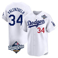 Kdoa LA.Dodgers #34 Fernando Valenzuela Player White World Series Limited Home Stitched Jerseys