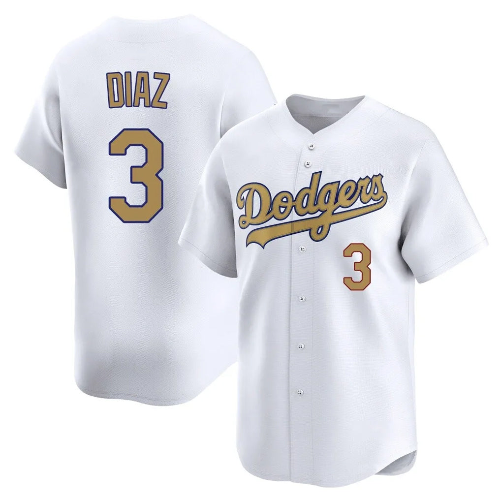 Kdoa LA.Dodgers #3 Edwin D¡§aaz Player Gold Collection Limited Home Stitched Jerseys
