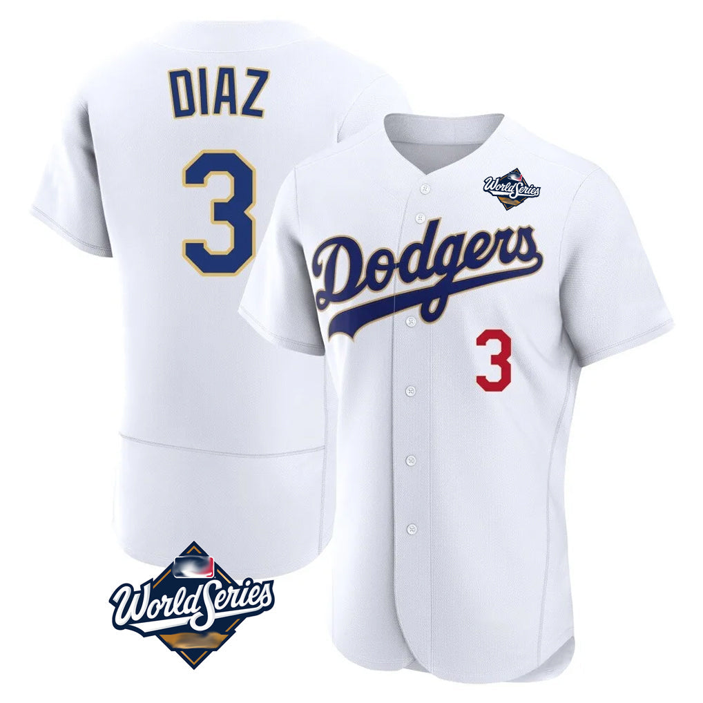 Kdoa LA.Dodgers #3 Edwin D¡§aaz Player Gold White World Series 2026 Collection Stadium Limited Elite Stitched Jerseys