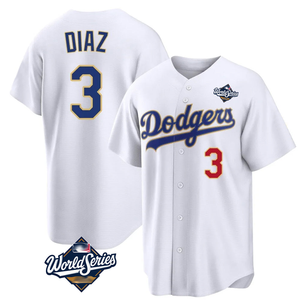 Kdoa LA.Dodgers #3 Edwin D¡§aaz Player Gold White World Series World Series 2026 Collection Stadium Limited Stitched Jerseys