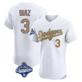 Kdoa LA.Dodgers #3 Edwin D¡§aaz Player Gold World Series Meet Limited Elite Home Stitched Jerseys