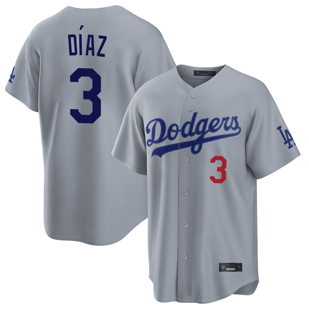 Kdoa LA.Dodgers #3 Edwin D¡§aaz Player Gray Game Home Stitched Jerseys