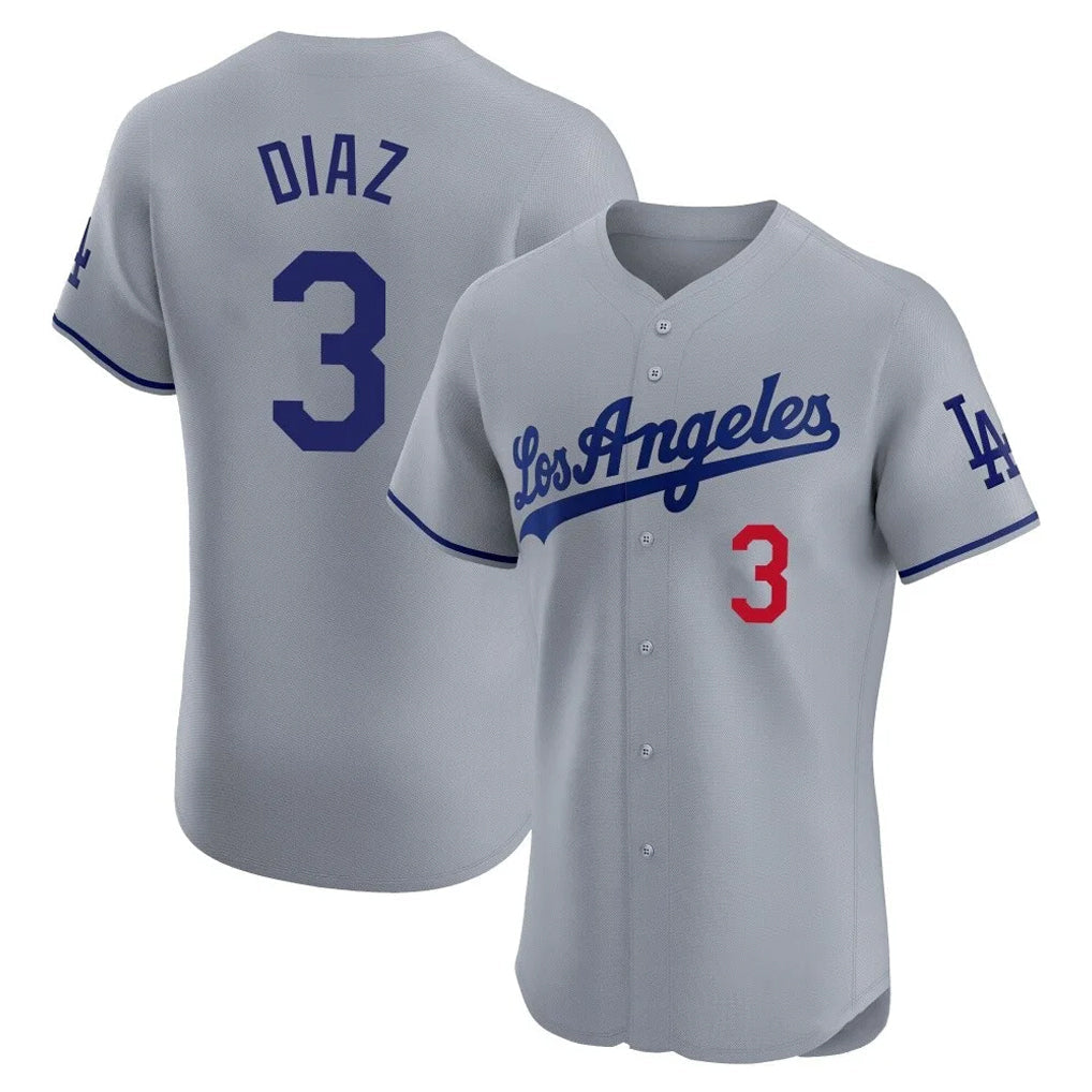 Kdoa LA.Dodgers #3 Edwin D¡§aaz Player Gray Limited Elite Home Stitched Jerseys