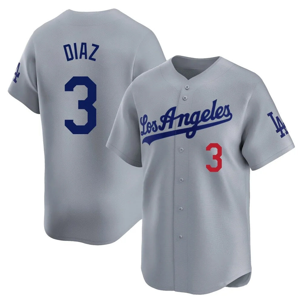 Kdoa LA.Dodgers #3 Edwin D¡§aaz Player Gray Limited Home Stitched Jerseys