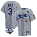 Kdoa LA.Dodgers #3 Edwin D¡§aaz Player Gray World Series Game Home Stitched Jerseys