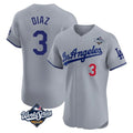 Kdoa LA.Dodgers #3 Edwin D¡§aaz Player Gray World Series Limited Elite Home Stitched Jerseys
