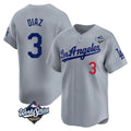 Kdoa LA.Dodgers #3 Edwin D¡§aaz Player Gray World Series Limited Home Stitched Jerseys