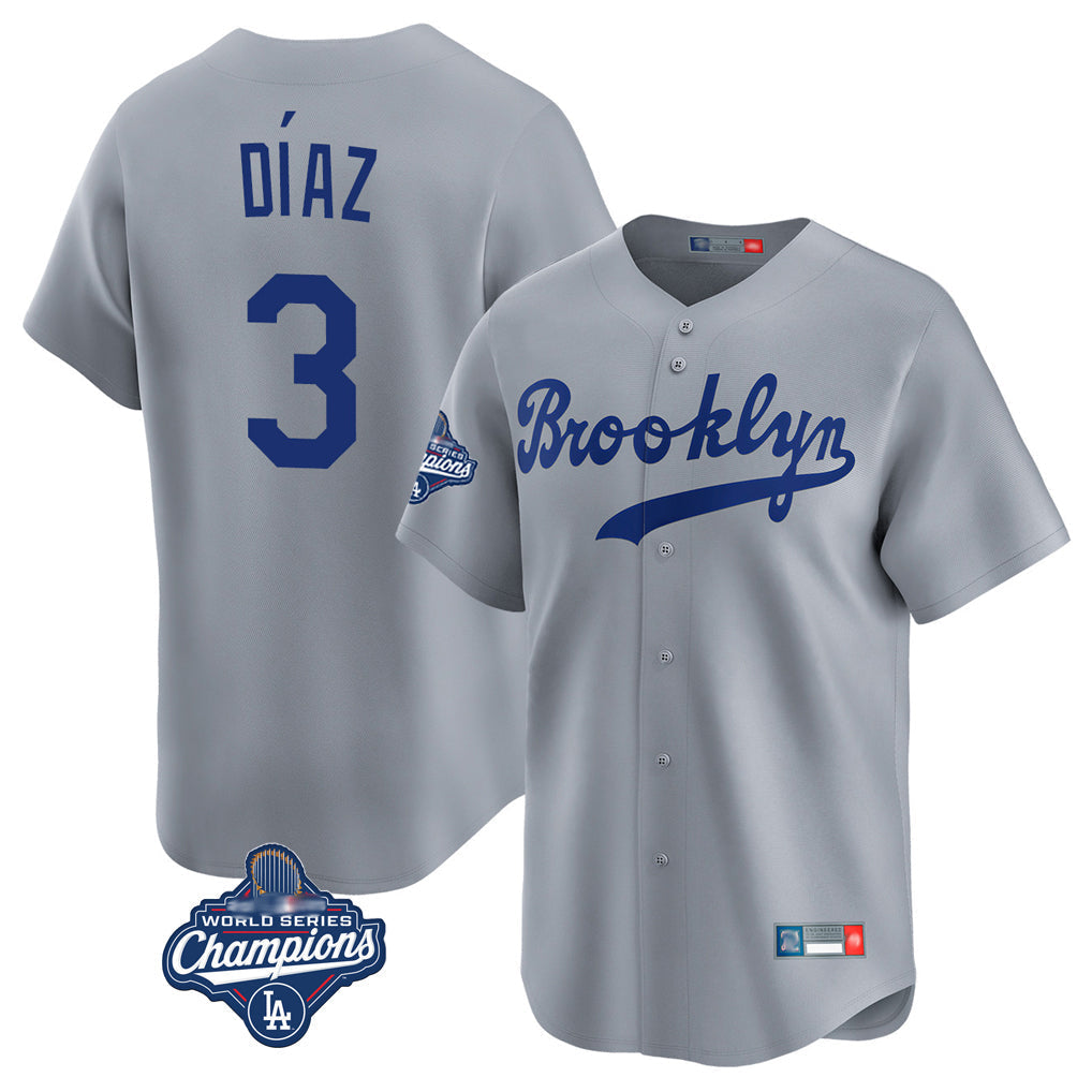 Kdoa LA.Dodgers #3 Edwin D¡§aaz Player Gray World Series Meet Game Limited Home Stitched Jerseys