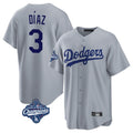 Kdoa LA.Dodgers #3 Edwin D¡§aaz Player Gray World Series Meet Game Stitched Jerseys