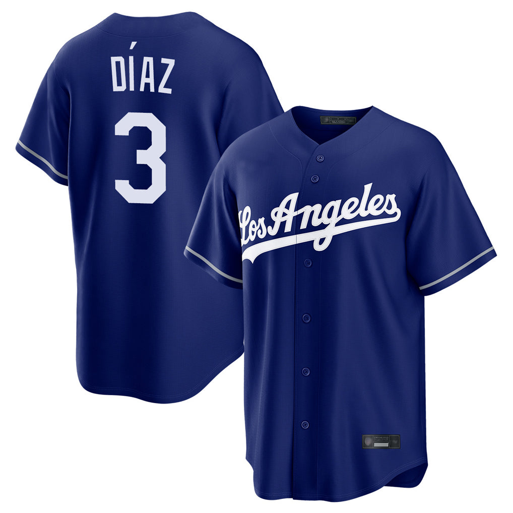 Kdoa LA.Dodgers #3 Edwin D¡§aaz Player Royal Game Stitched Jerseys