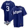 Kdoa LA.Dodgers #3 Edwin D¡§aaz Player Royal World Series Game Stitched Jerseys