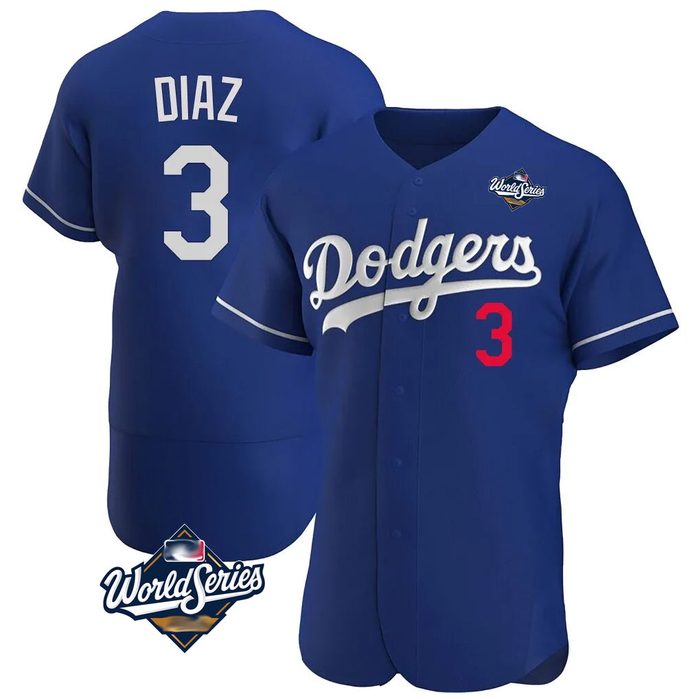 Kdoa LA.Dodgers #3 Edwin D¡§aaz Player Royal World Series Limited Elite Home Stitched Jerseys