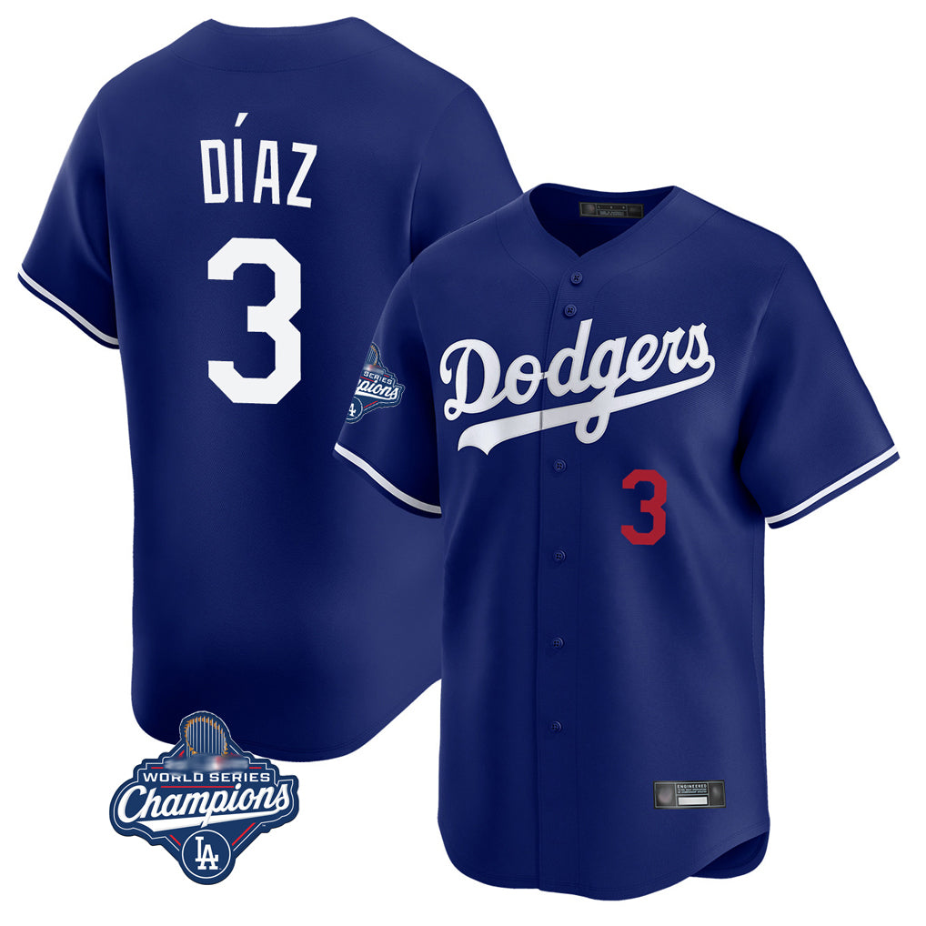 Kdoa LA.Dodgers #3 Edwin D¡§aaz Player Royal World Series Meet Limited Home Stitched Jerseys