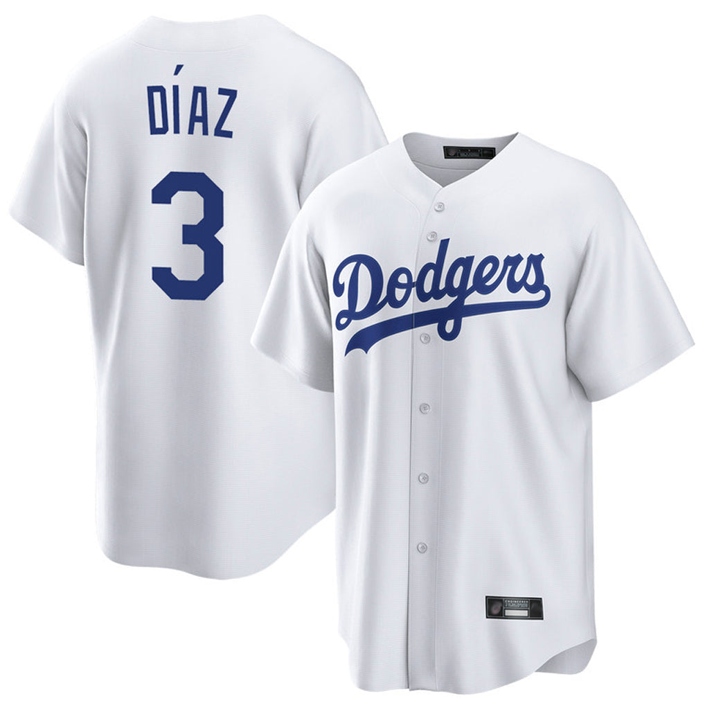 Kdoa LA.Dodgers #3 Edwin D¡§aaz Player White Game Home Stitched Jerseys
