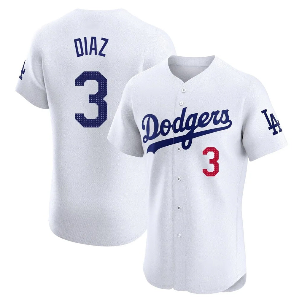 Kdoa LA.Dodgers #3 Edwin D¡§aaz Player White Limited Elite Home Stitched Jerseys