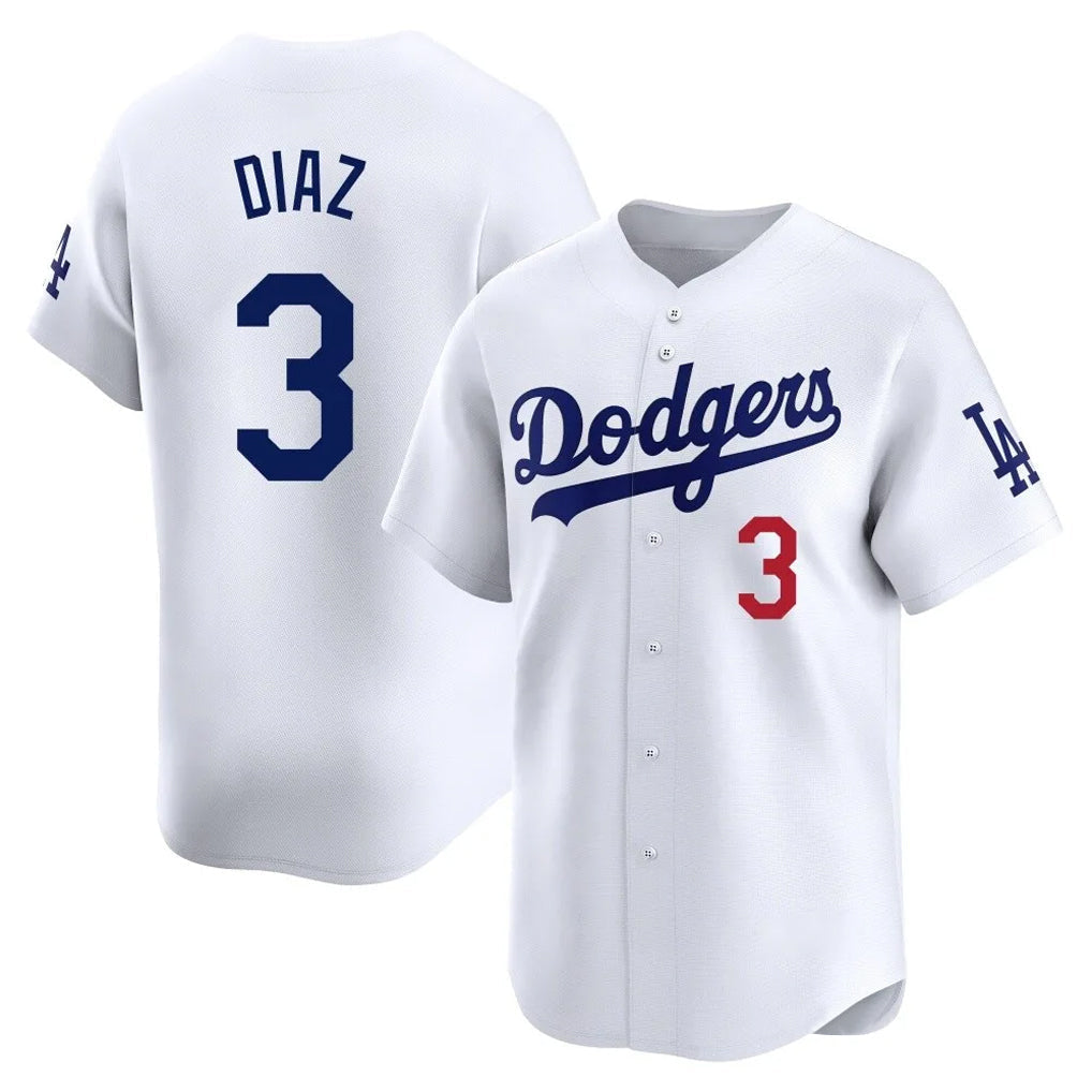 Kdoa LA.Dodgers #3 Edwin D¡§aaz Player White Limited Home Stitched Jerseys