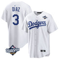 Kdoa LA.Dodgers #3 Edwin D¡§aaz Player White World Series Game Home Stitched Jerseys