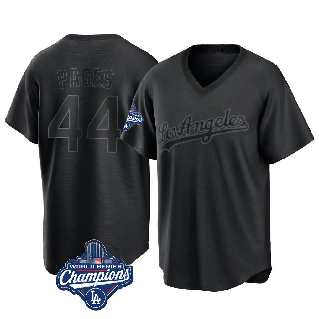 Kdoa LA.Dodgers #44 Andy Pages Player Black World Series Meet Pitch Fashion T-shirt Stitched Jerseys