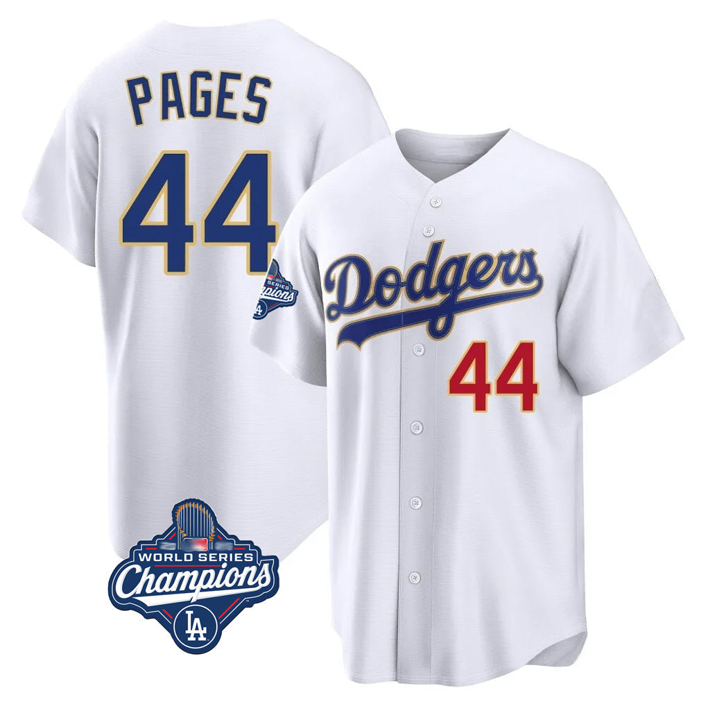 Kdoa LA.Dodgers #44 Andy Pages Player Gold White World Series Meet 2026 Collection Stadium Limited Stitched Jerseys