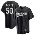 Kdoa LA.Dodgers #50 Mookie Betts Player Black Carbon Limited Game Stitched Jerseys