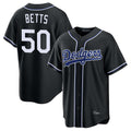 Kdoa LA.Dodgers #50 Mookie Betts Player Black Carbon Limited Home Stitched Jerseys