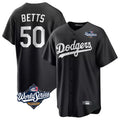 Kdoa LA.Dodgers #50 Mookie Betts Player Black World Series Carbon Limited Game Stitched Jerseys