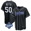 Kdoa LA.Dodgers #50 Mookie Betts Player Black World Series Meet Carbon Limited Home Stitched Jerseys
