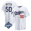 Kdoa LA.Dodgers #50 Mookie Betts Player Gold White World Series Meet Collection Limited Home Stitched Jerseys