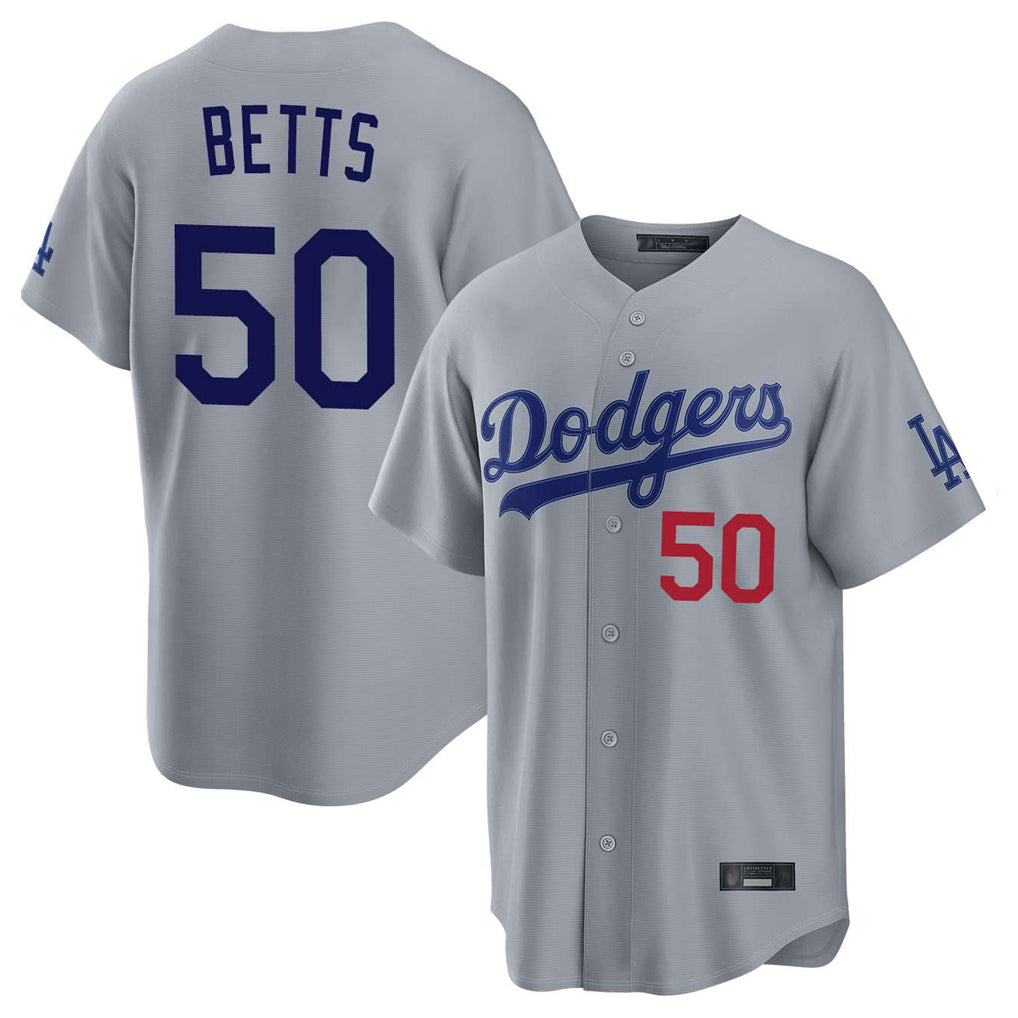 Kdoa LA.Dodgers #50 Mookie Betts Player Gray Game Home Stitched Jerseys