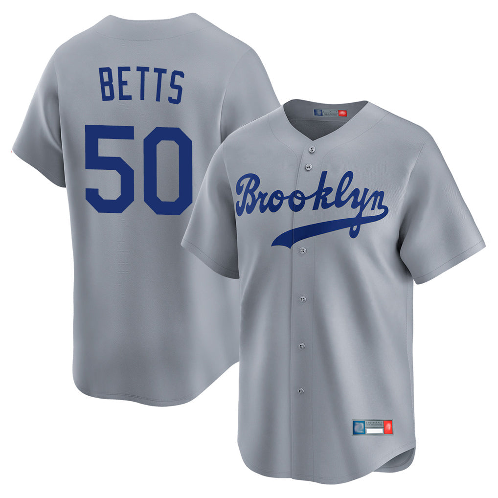 Kdoa LA.Dodgers #50 Mookie Betts Player Gray Game Limited Home Stitched Jerseys