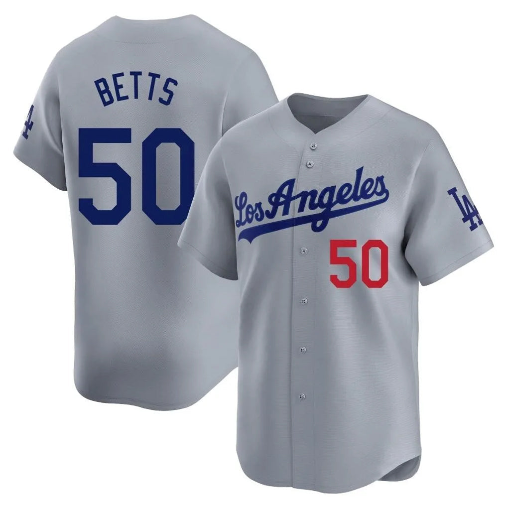 Kdoa LA.Dodgers #50 Mookie Betts Player Gray Limited Home Stitched Jerseys