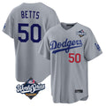 Kdoa LA.Dodgers #50 Mookie Betts Player Gray World Series Game Home Stitched Jerseys