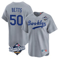 Kdoa LA.Dodgers #50 Mookie Betts Player Gray World Series Game Limited Home Stitched Jerseys