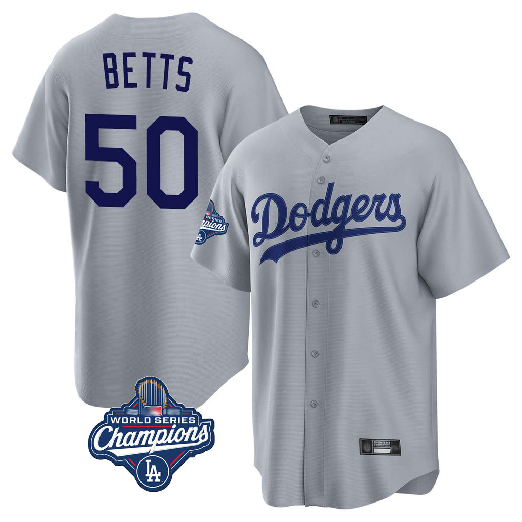Kdoa LA.Dodgers #50 Mookie Betts Player Gray World Series Meet Game Stitched Jerseys
