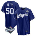 Kdoa LA.Dodgers #50 Mookie Betts Player Royal World Series Game Stitched Jerseys
