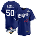 Kdoa LA.Dodgers #50 Mookie Betts Player Royal World Series Limited Home Stitched Jerseys